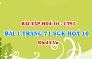 Bài 1 trang 71 SGK Hoá 10 Chân trời sáng tạo
